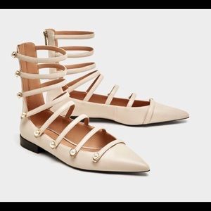 ZARA Flat ankle pearl boots